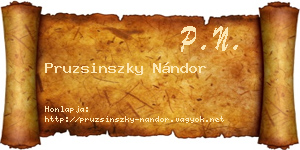 Pruzsinszky Nándor névjegykártya